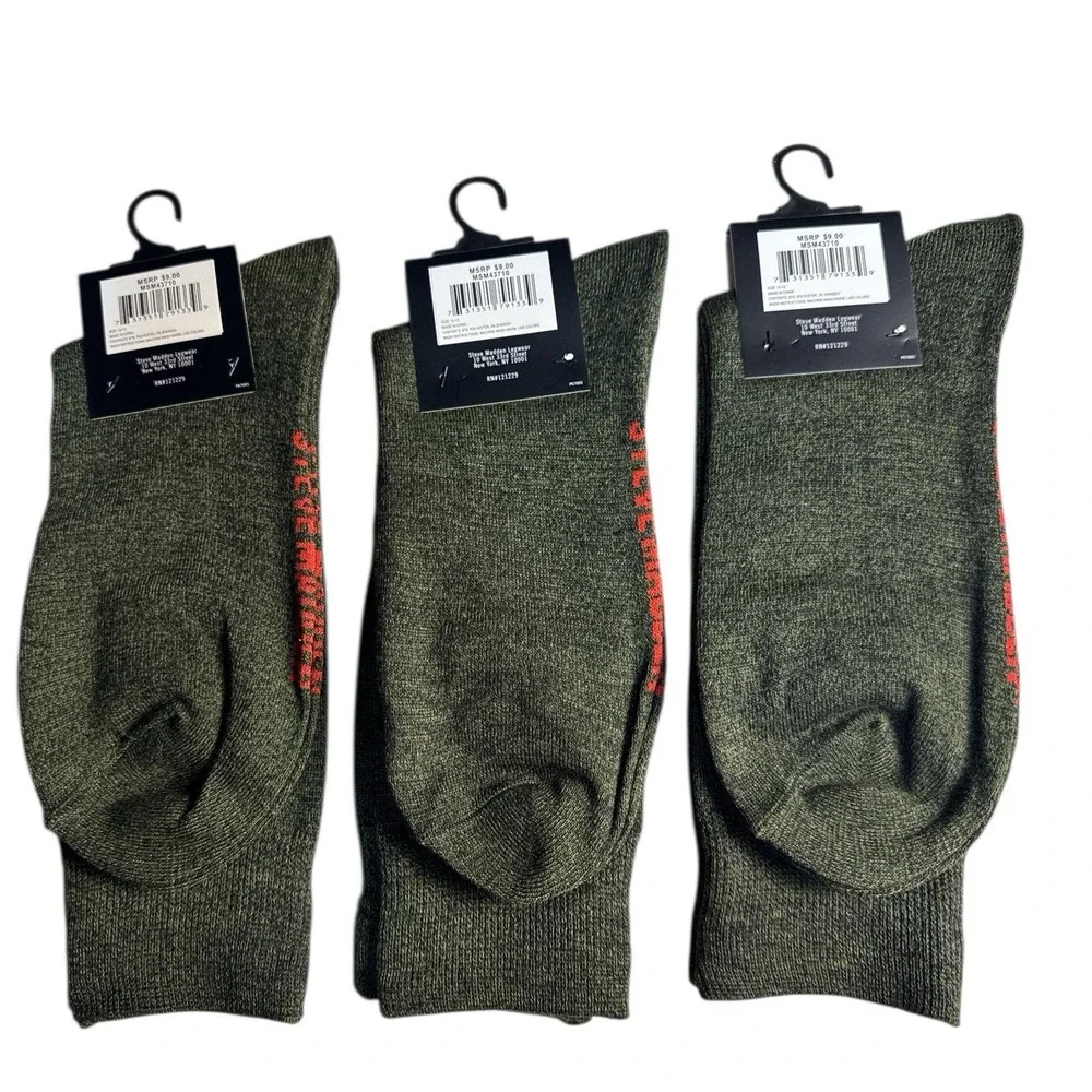 Steve Madden Crew Socks Green Graphics 